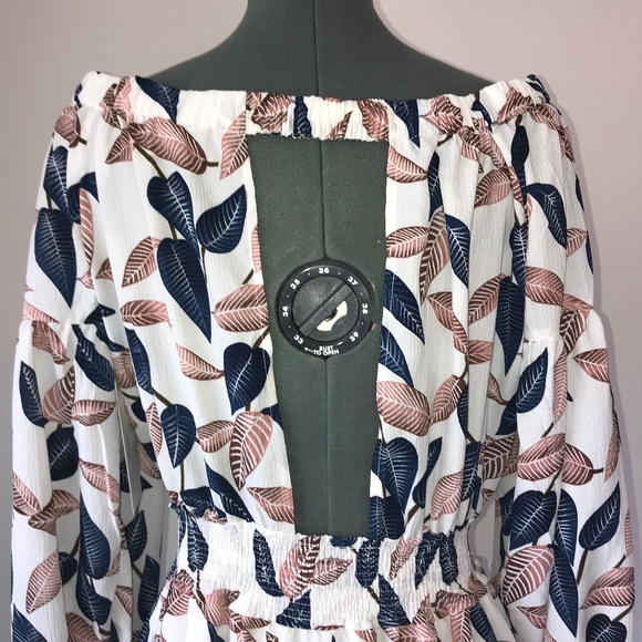 bishop + young Leaf Print Off-the-Shoulder Romper - Picture 4 of 4